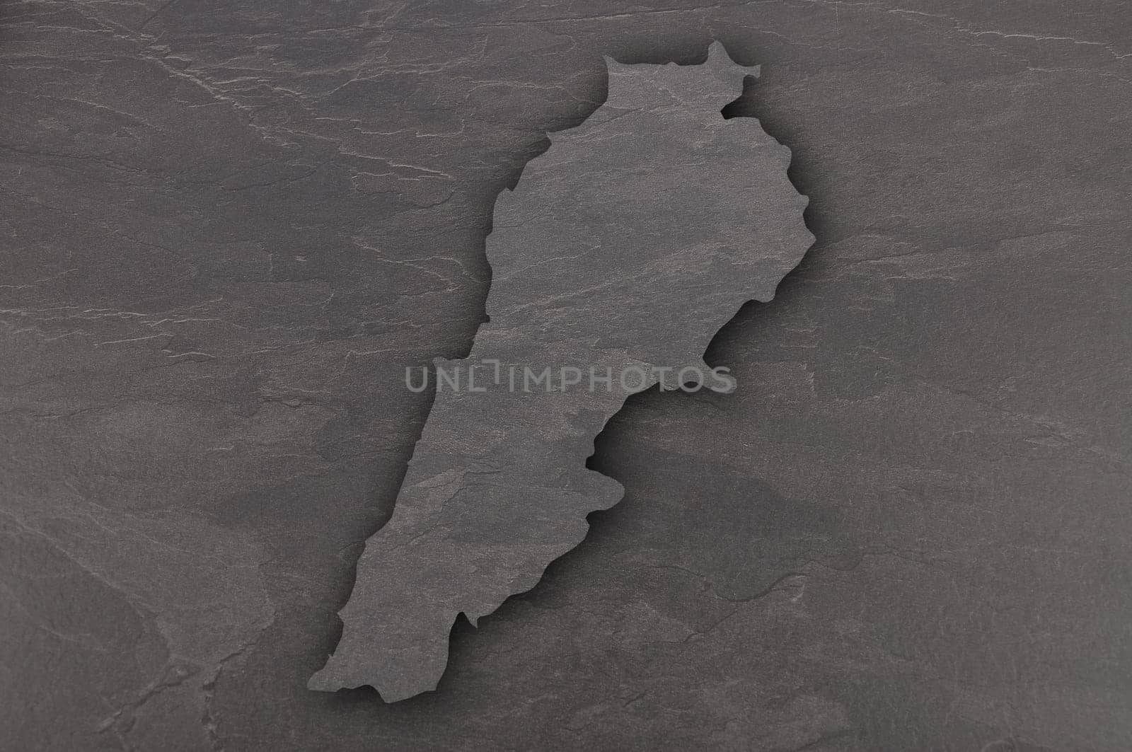Map of Lebanon on dark slate