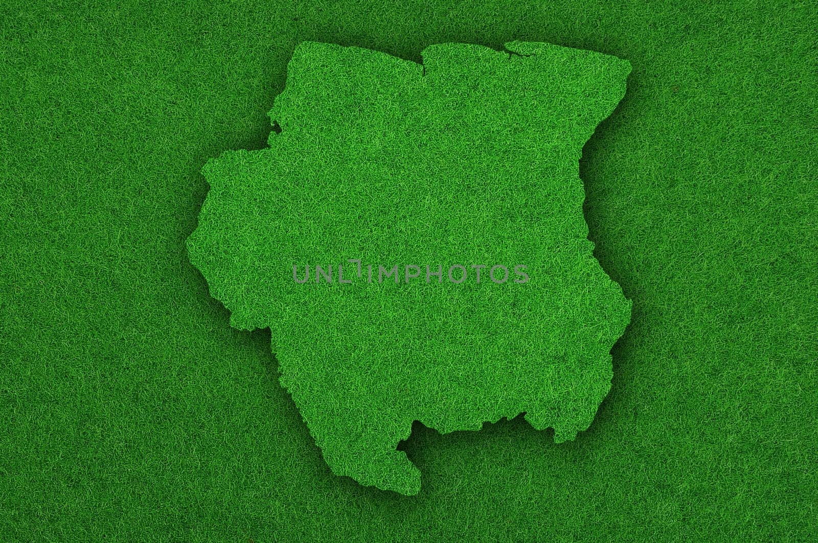 Map of Suriname on green felt