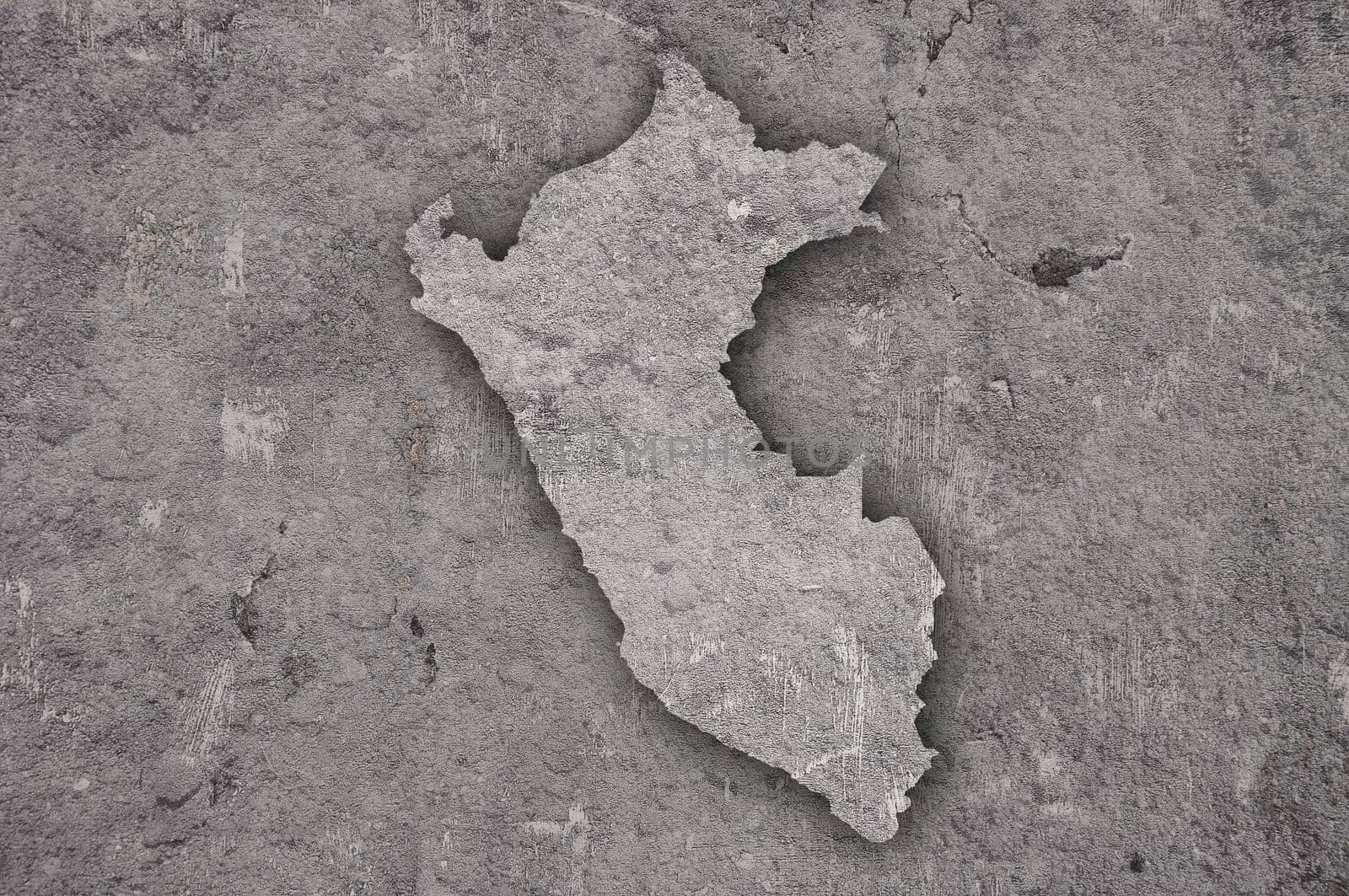 Map of Peru on weathered concrete