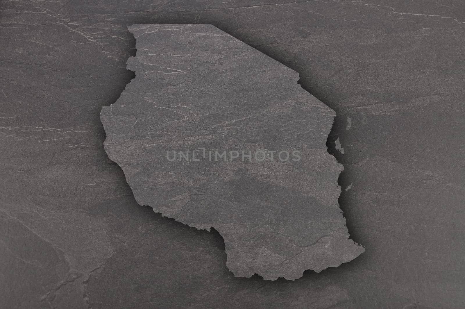 Map of Tanzania on dark slate