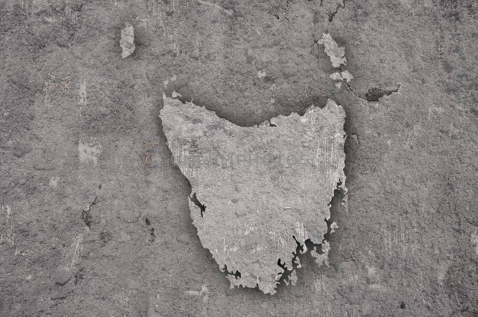 Map of Tasmania on weathered concrete