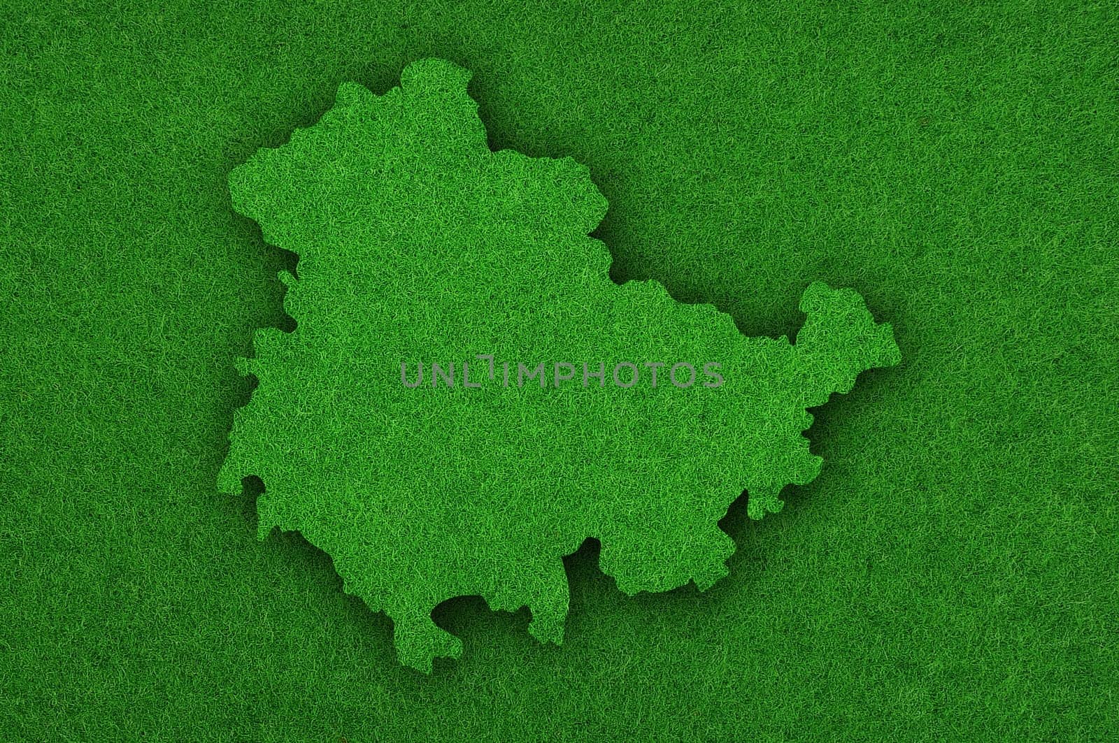 Map of Thuringia on green felt