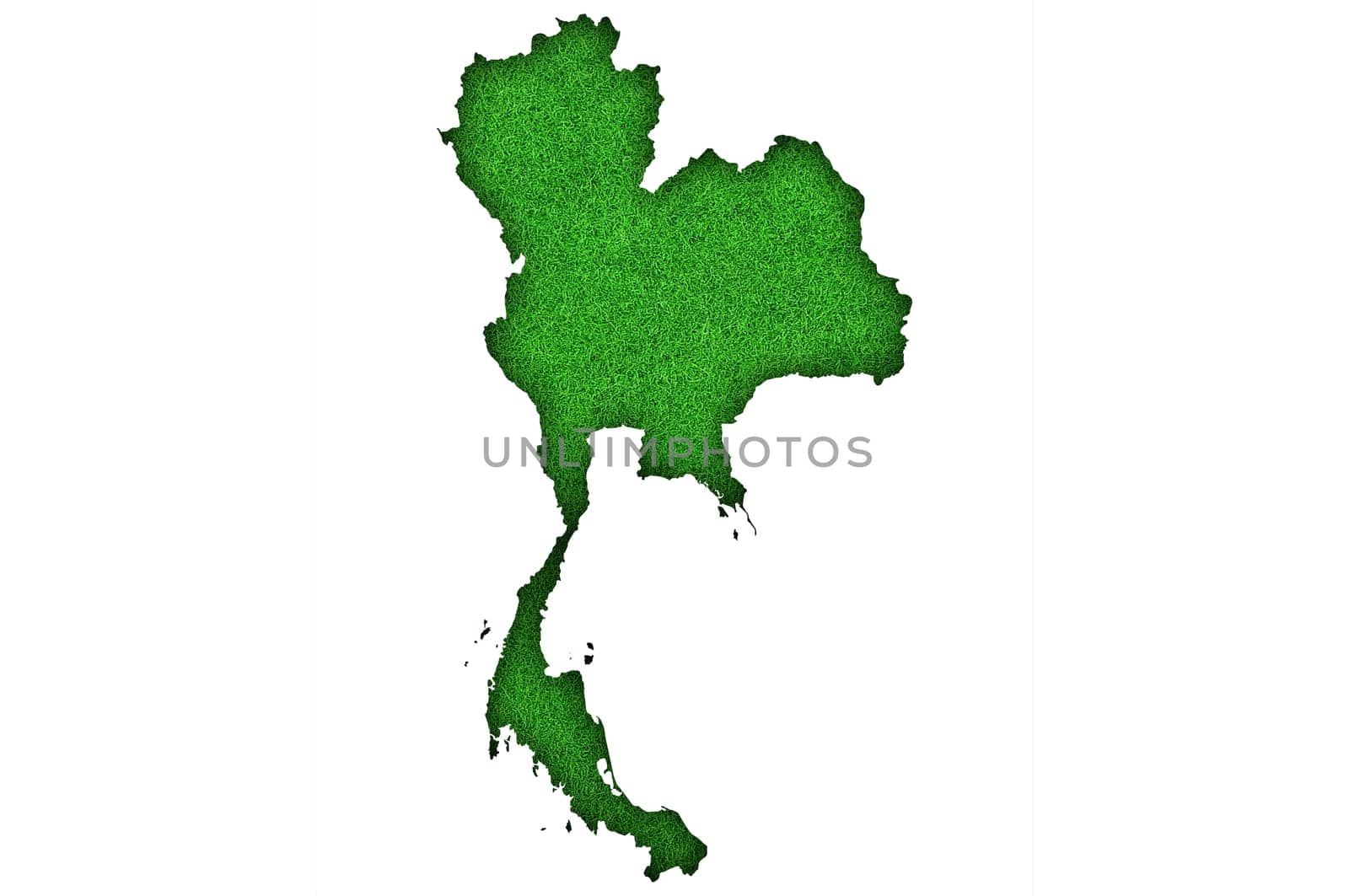 Map of Thailand on green felt