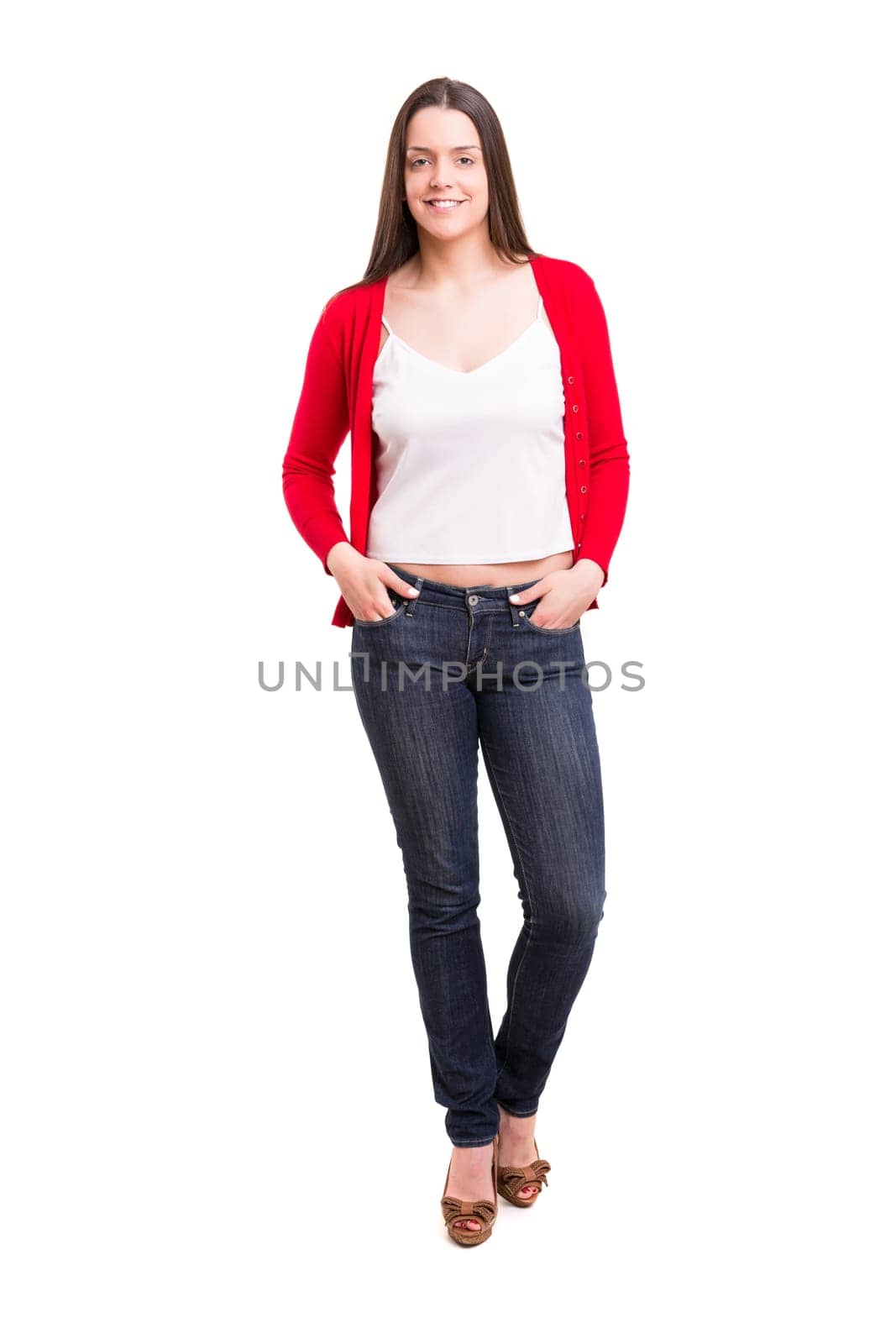 Studio shot of a beautiful young casual woman