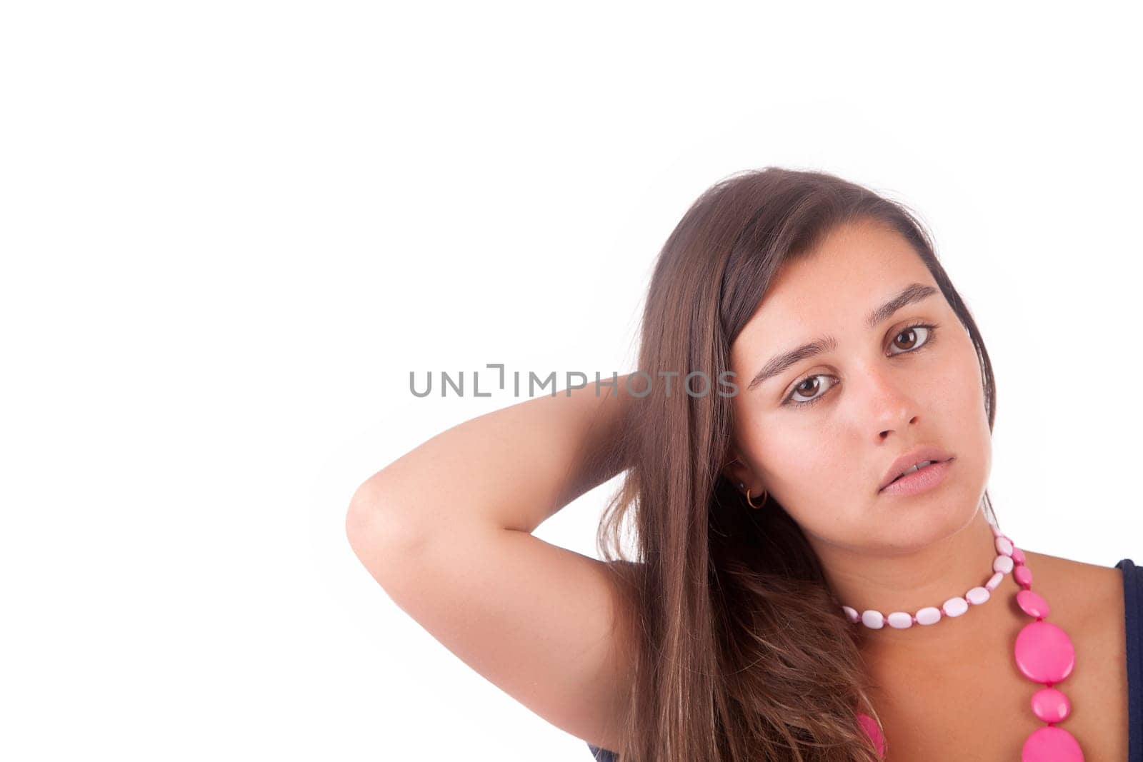 Young and beautiful woman posing - isolated