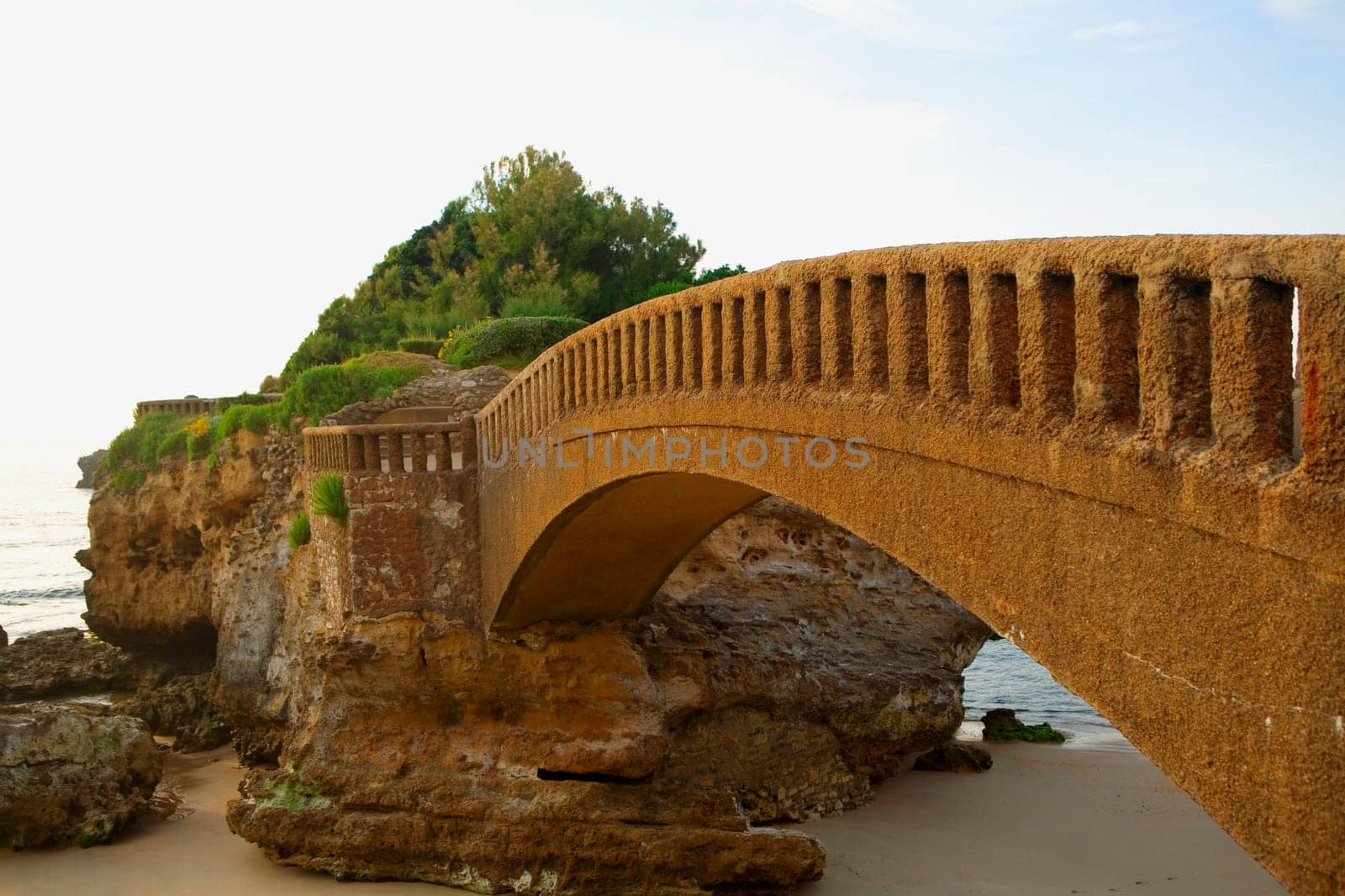 Arch bridge on the beach, Biarritz, France