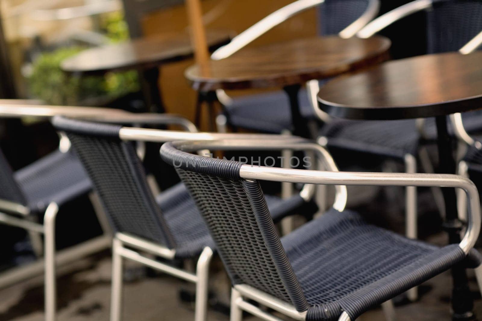 Chairs and tables in a restaurant