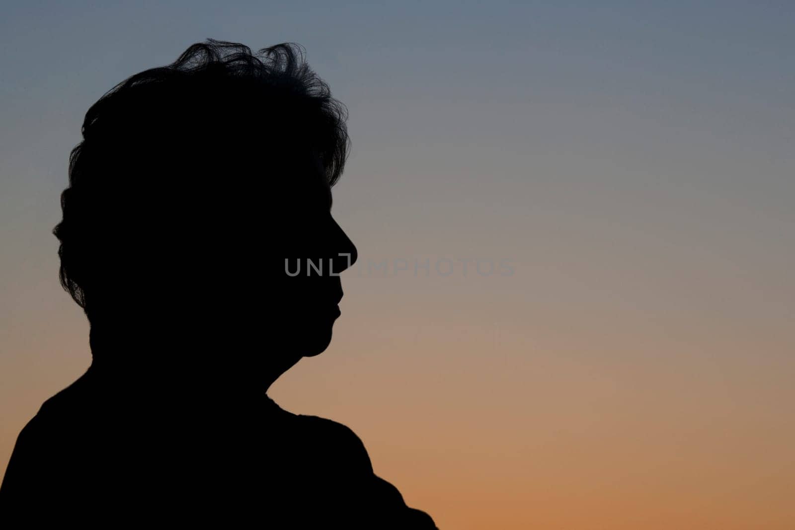 Silhouette of a woman thinking, Santa Monica, Los Angeles County, California, USA