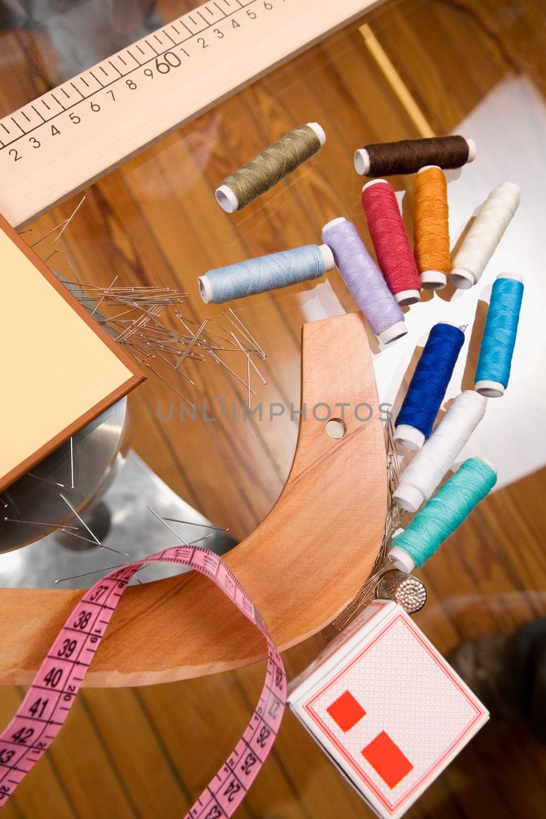 Sewing items in a clothing design studio