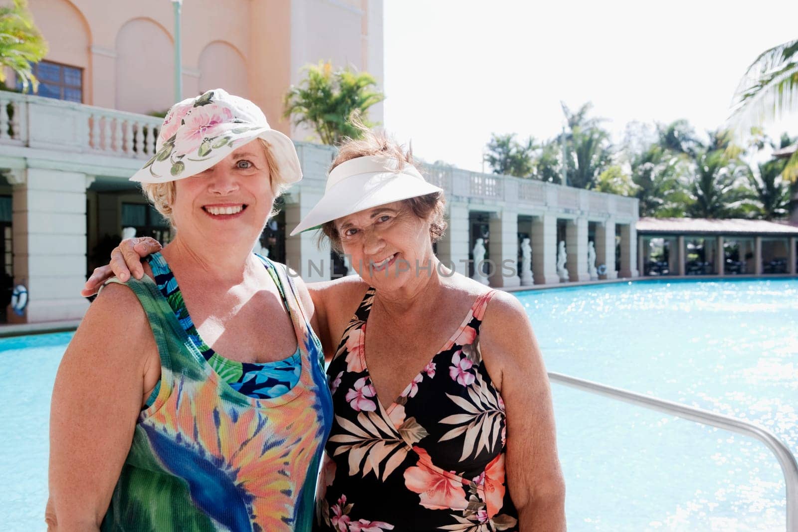 Portrait of two women at the poolside, Biltmore Hotel, Coral Gables, Florida, USA