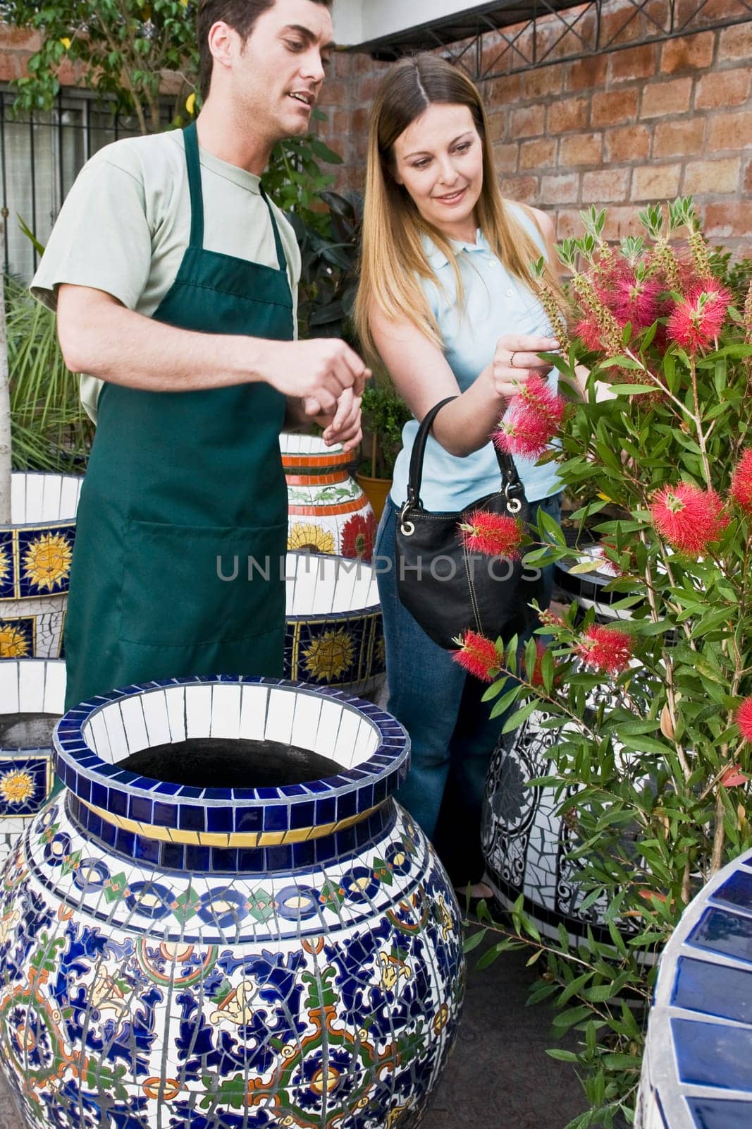 Customer buying a decorative urn