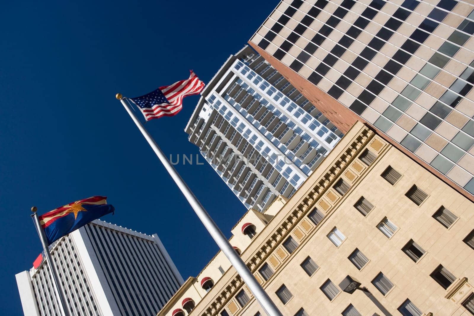 Low angle view of commercial buildings, Phoenix, Maricopa County, Arizona, USA