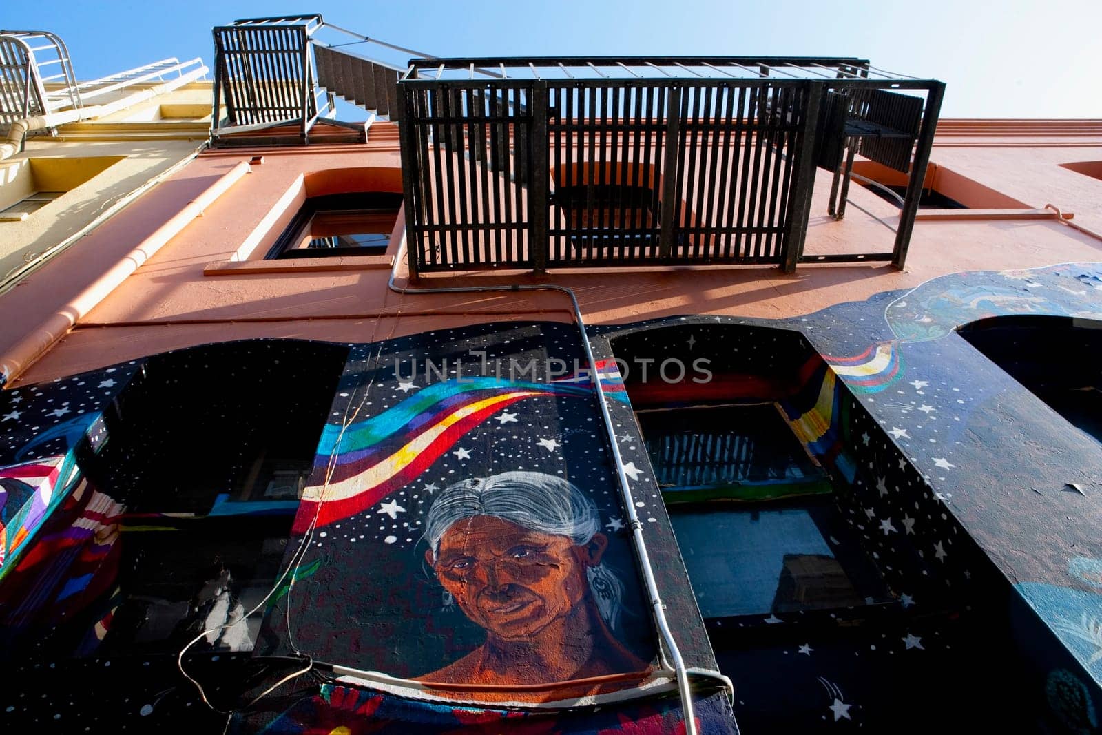 Mural on a building, North Beach, San Francisco, California, USA