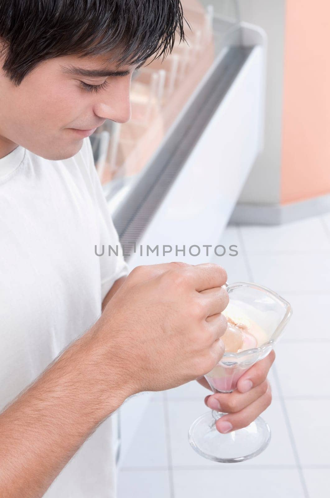 Man eating an ice cream