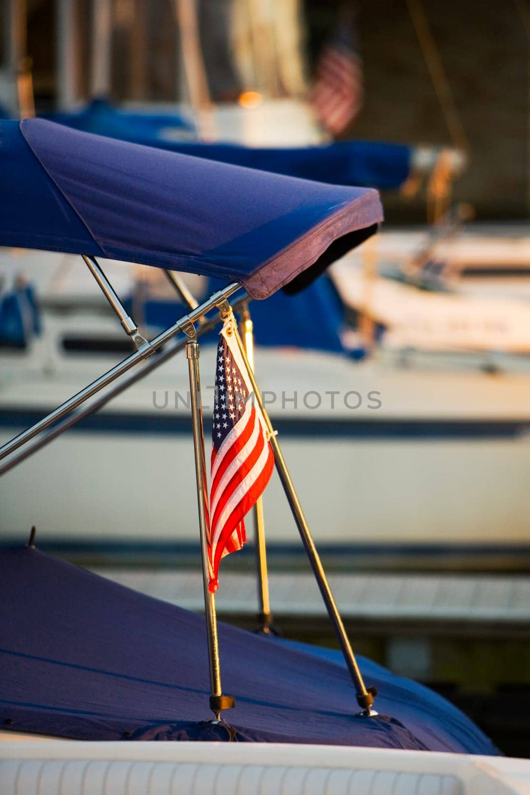 American flag on a boat