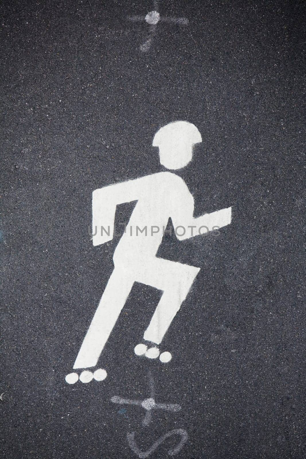 Close_up of a SkaterŽs Lane sign, Hudson River, New York City, New York State, USA