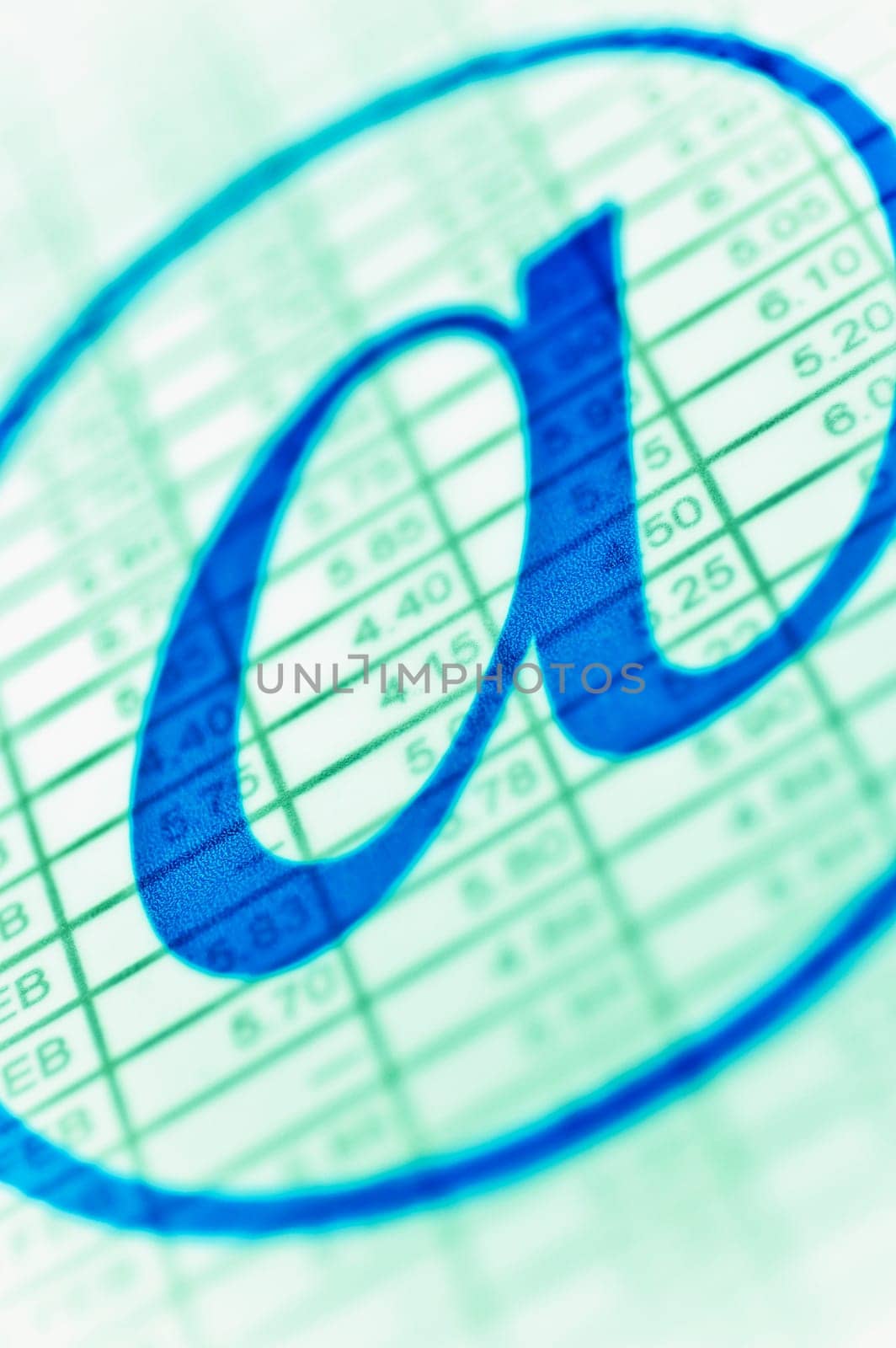 Close_up of at symbol on a visual screen