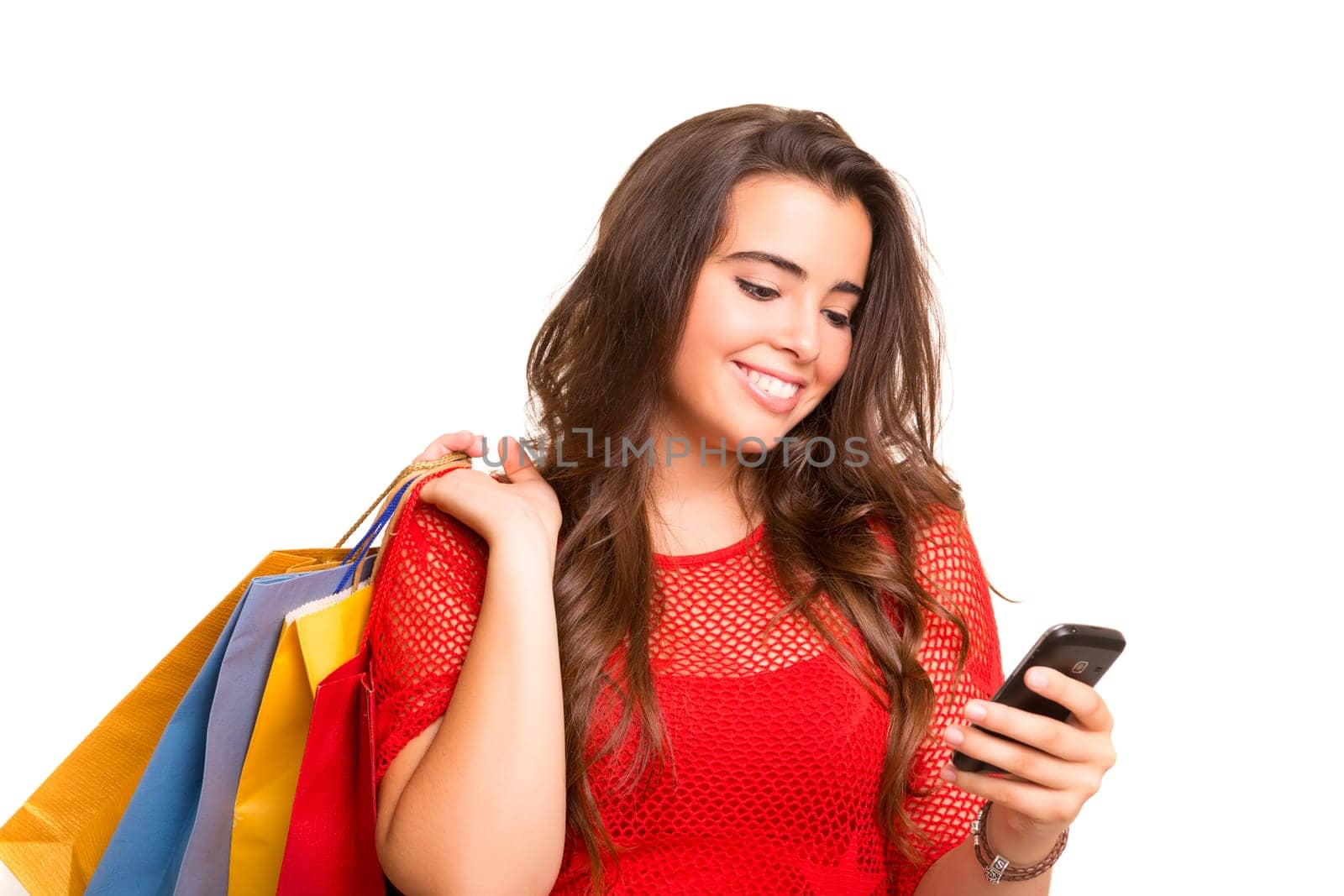 Happy beautiful woman with shopping bags