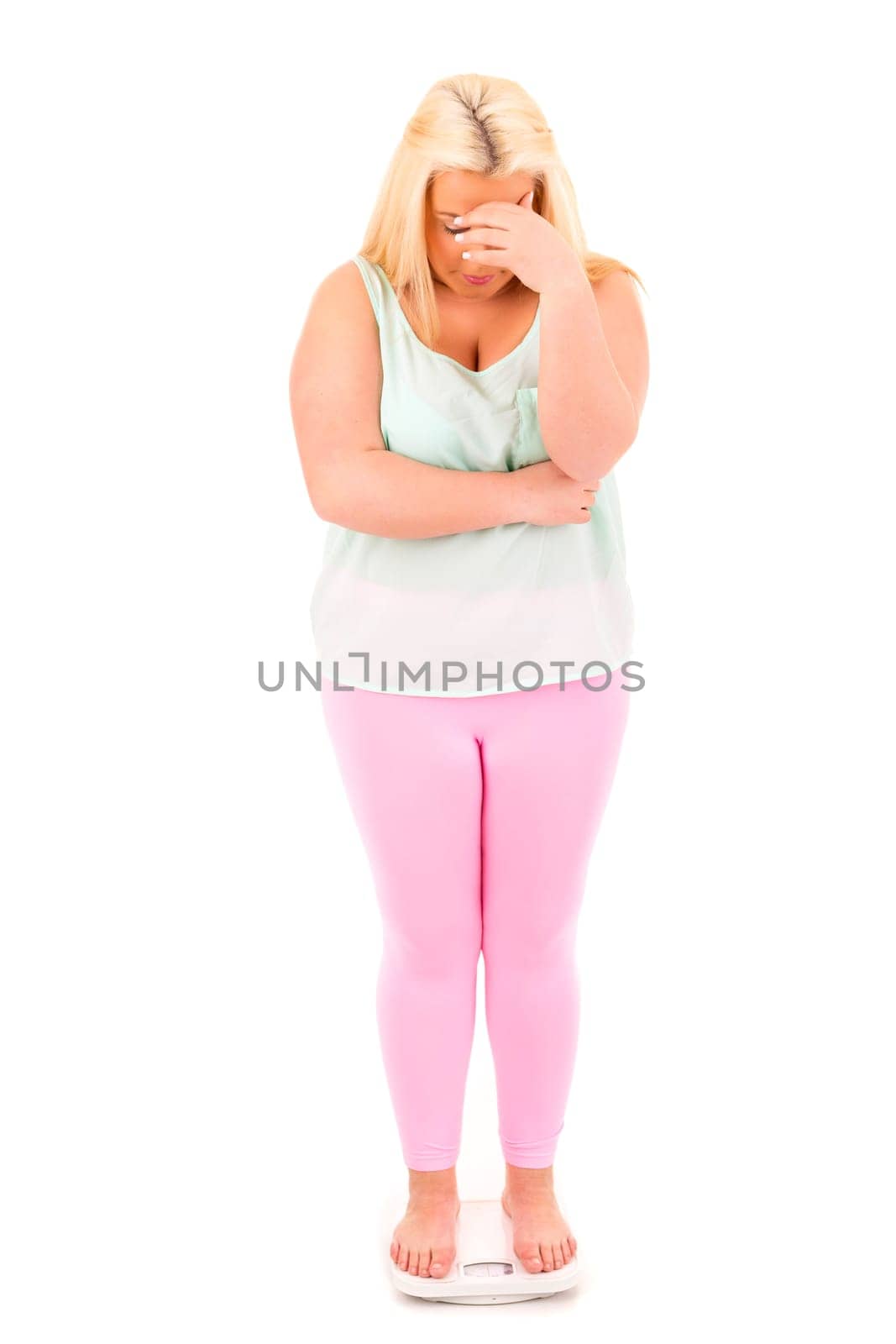 Large woman on a scale - diet concept
