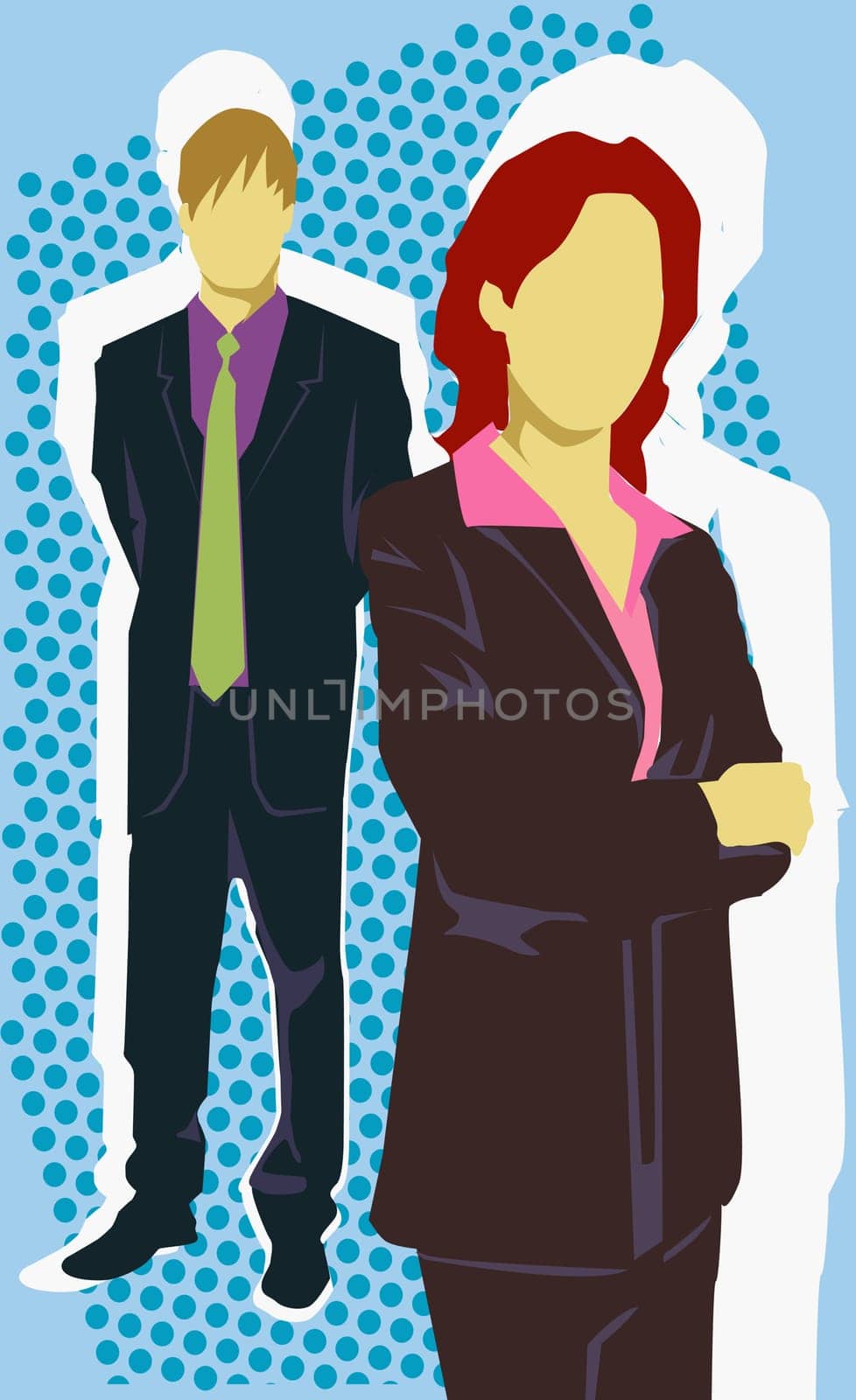 Businesswoman standing in front of a businessman