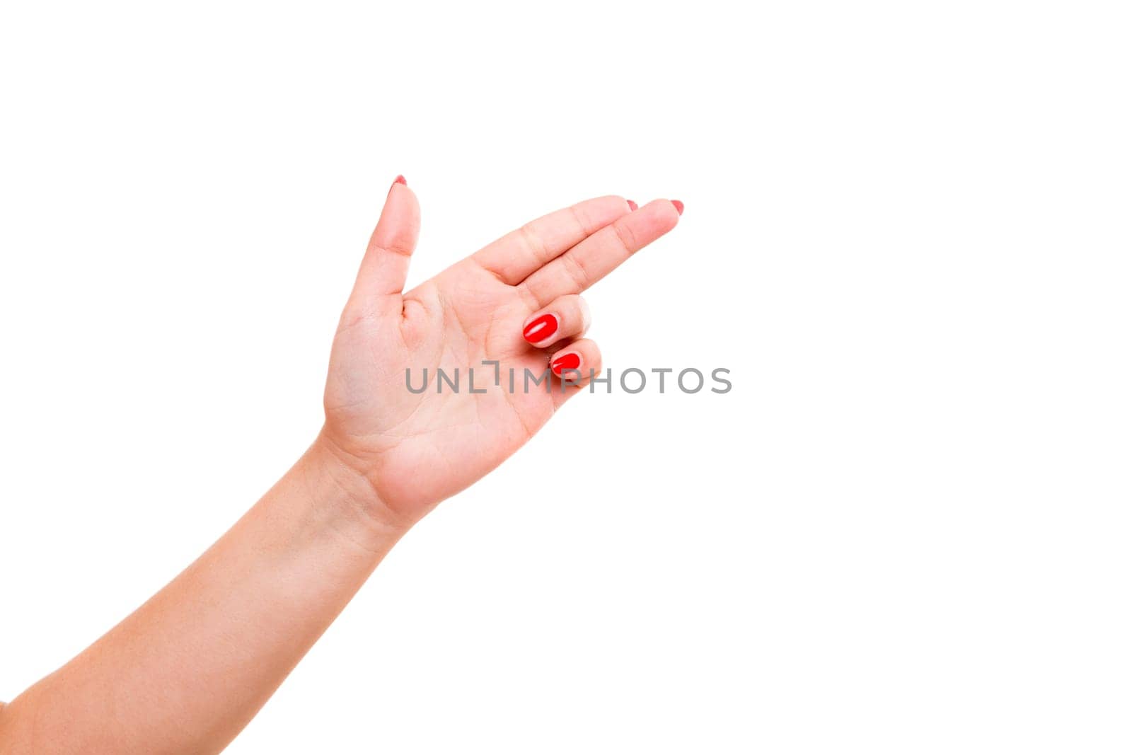 An isolated hand making a gun gesture