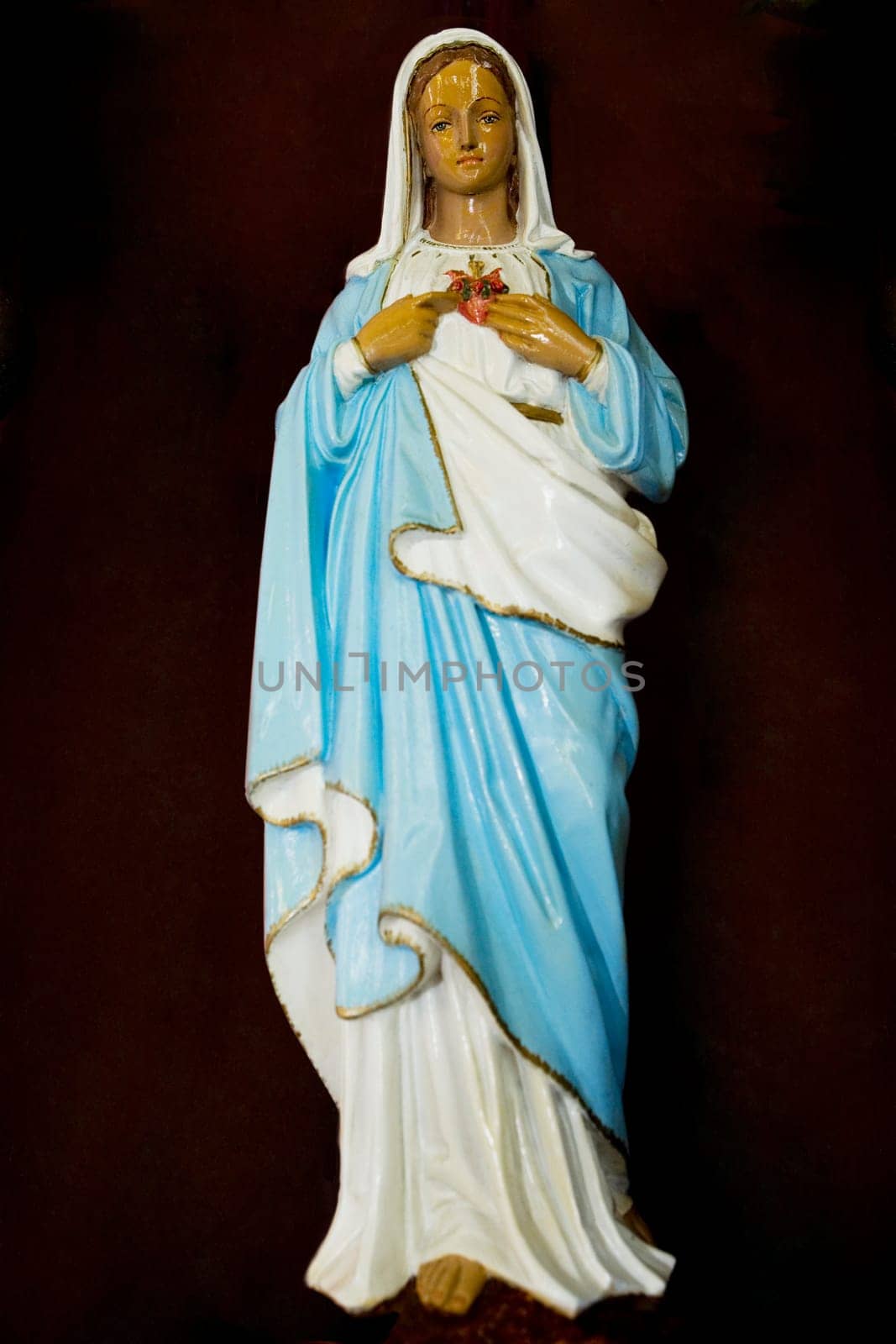 Statue of Virgin Mary in a church, Star of the Sea Painted Church, Hawaii, USA