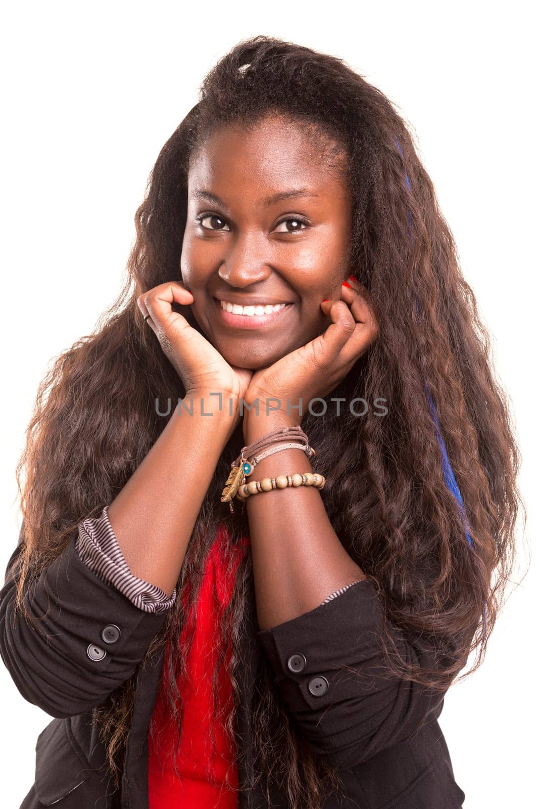 Young woman having a brilliant idea, isolated over white background