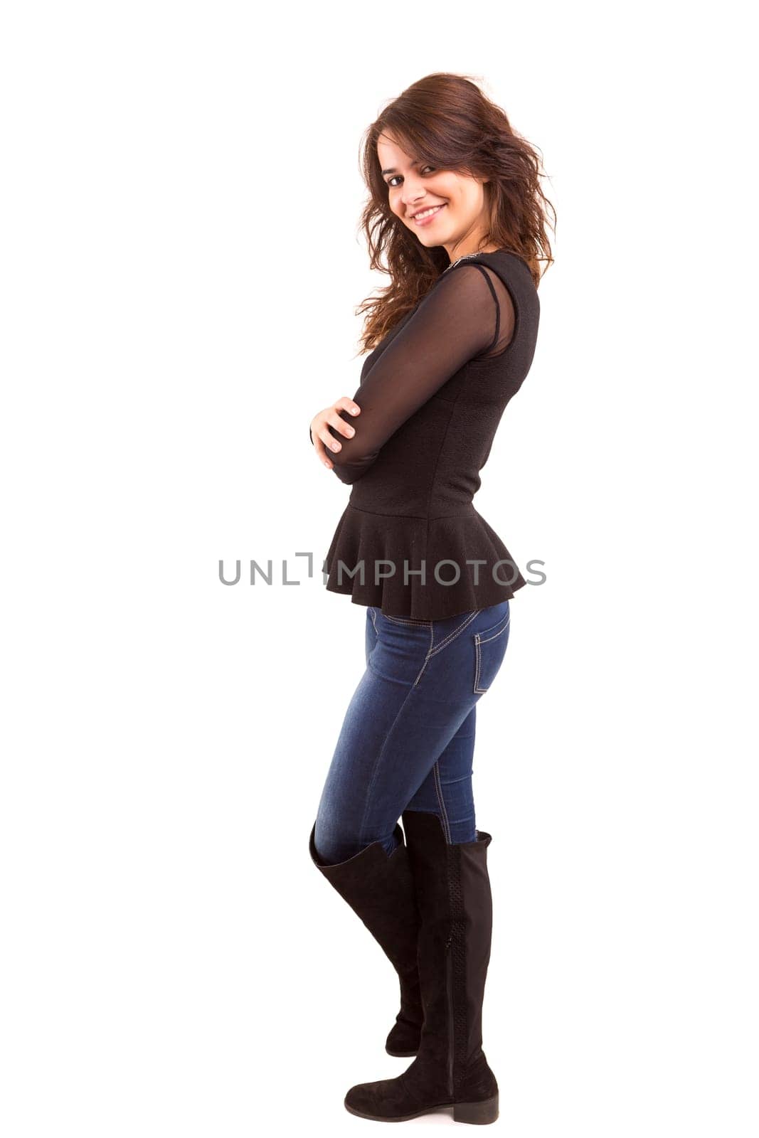A very beautiful young woman posing isolated