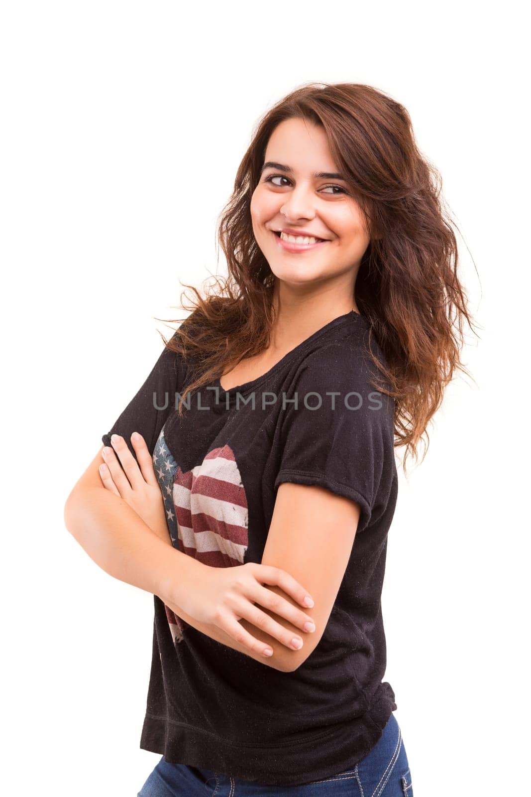 A very beautiful young woman posing isolated