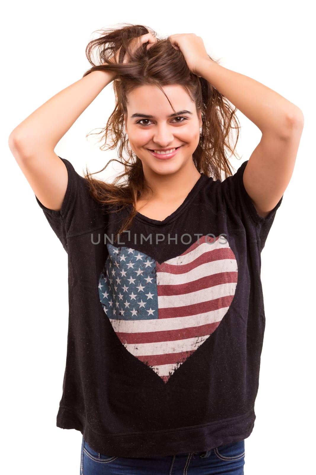 A very beautiful young woman posing isolated
