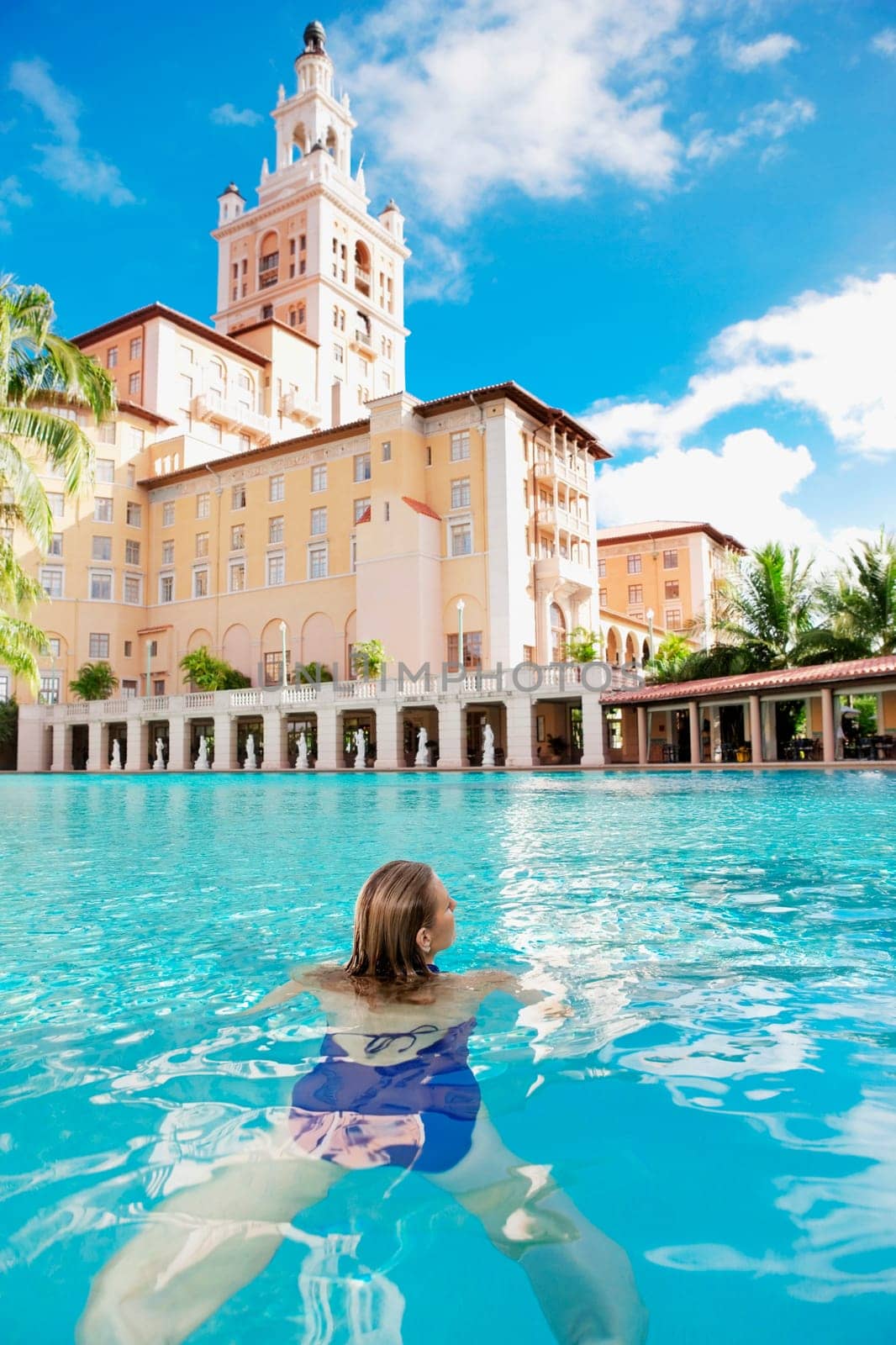 Woman in a swimming pool, Biltmore Hotel, Coral Gables, Florida, USA