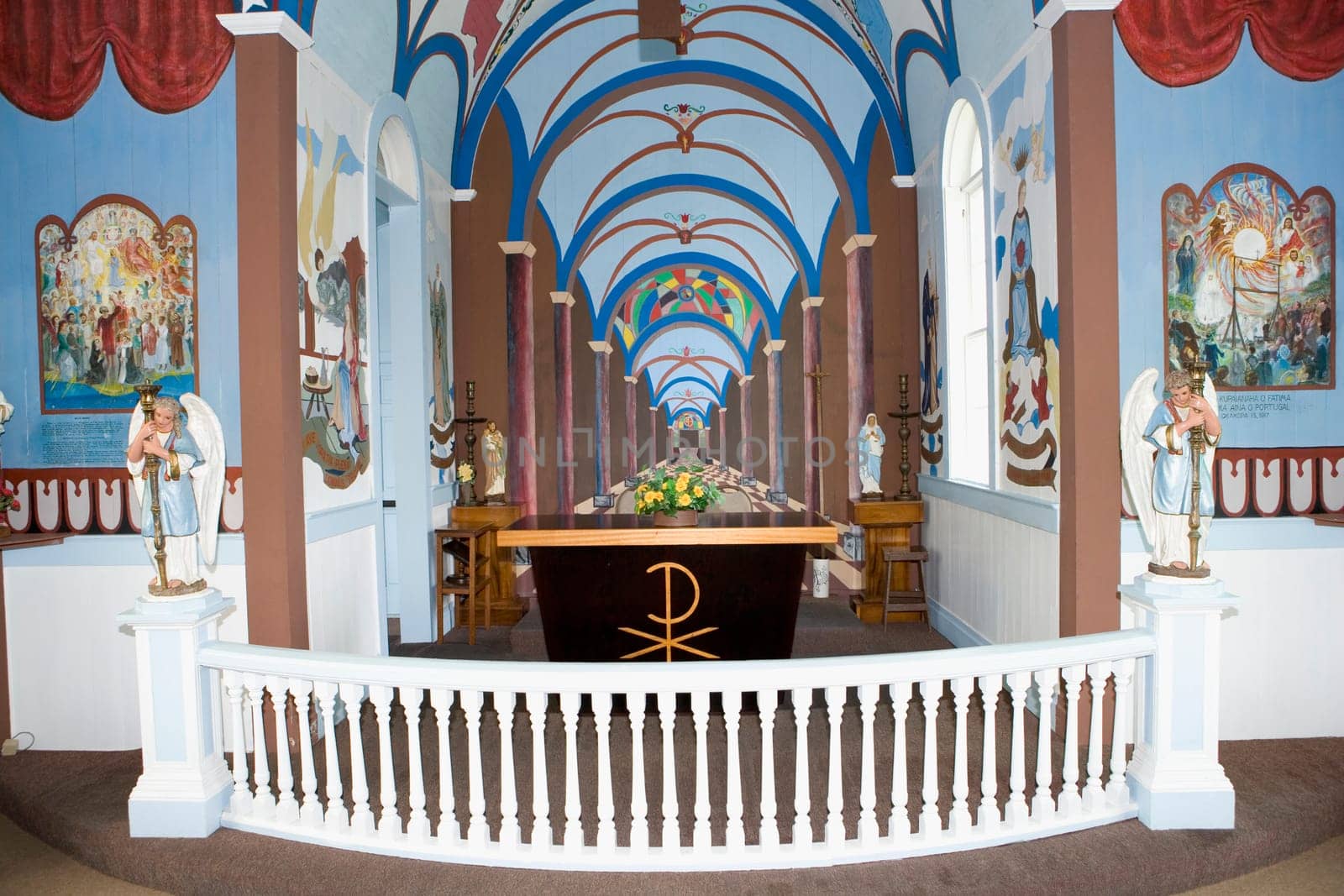 Interiors of a church, Star of the Sea Painted Church, Hawaii, USA