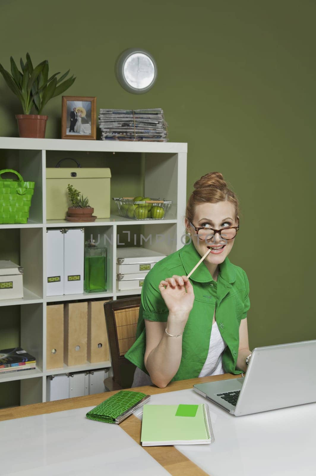 Businesswoman working on a laptop in the office