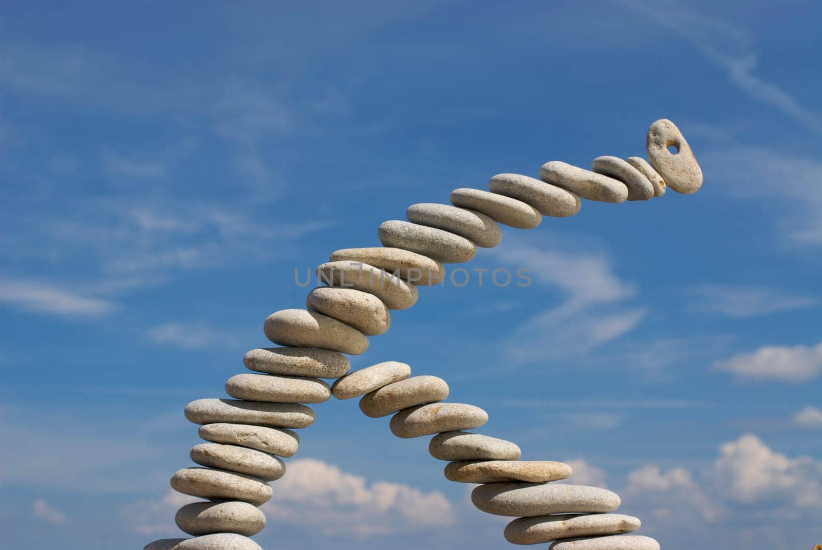 Low angle view of stacks of pebbles