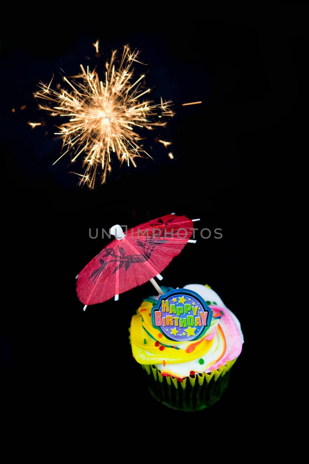 High angle view of a birthday cake