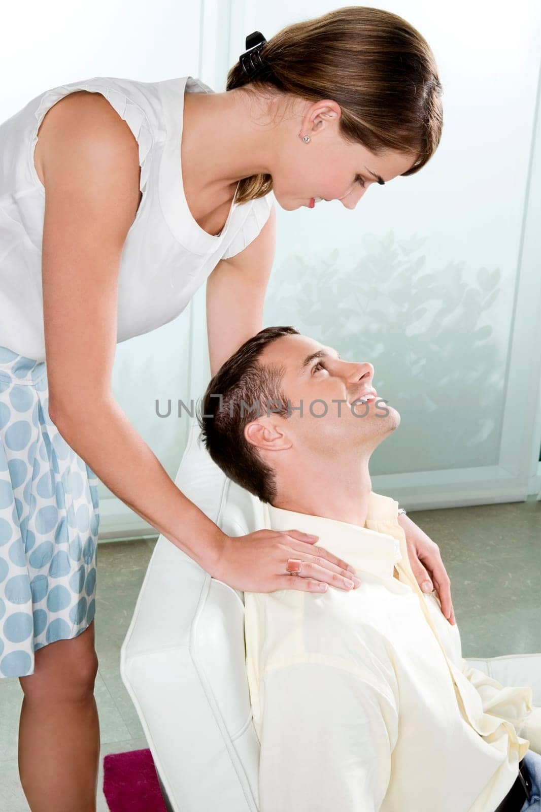 Young couple looking at each other and smiling