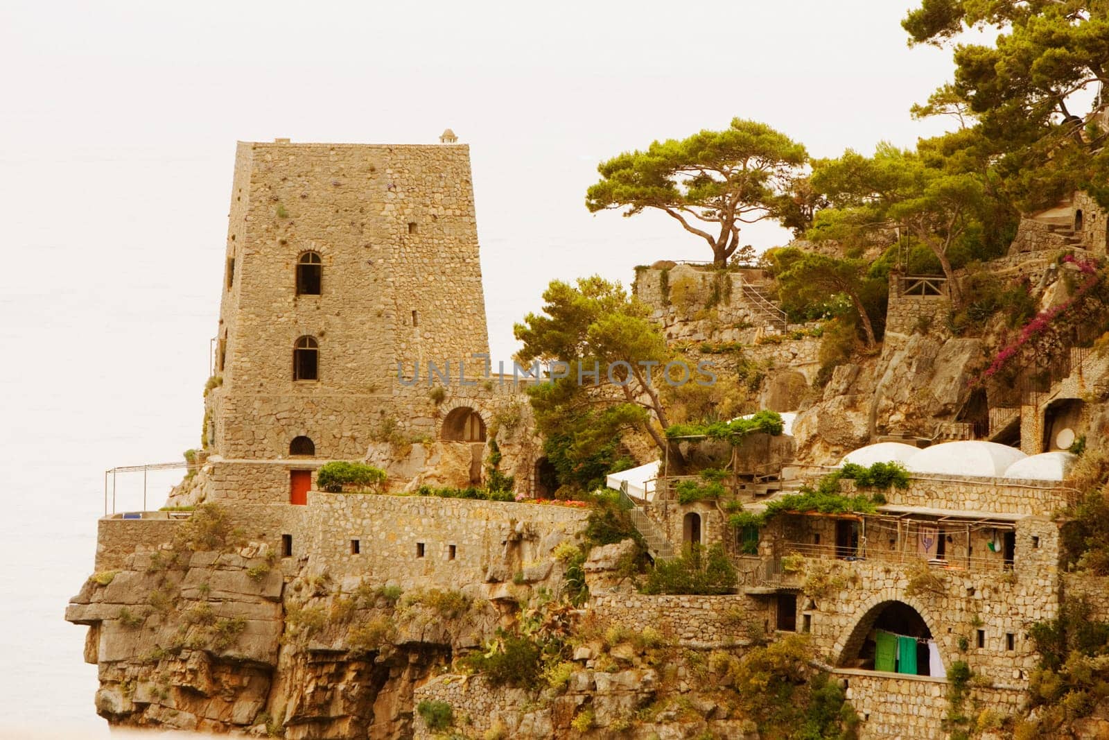 Tower in a town, Positano, Amalfi Coast, Salerno, Campania, Italy