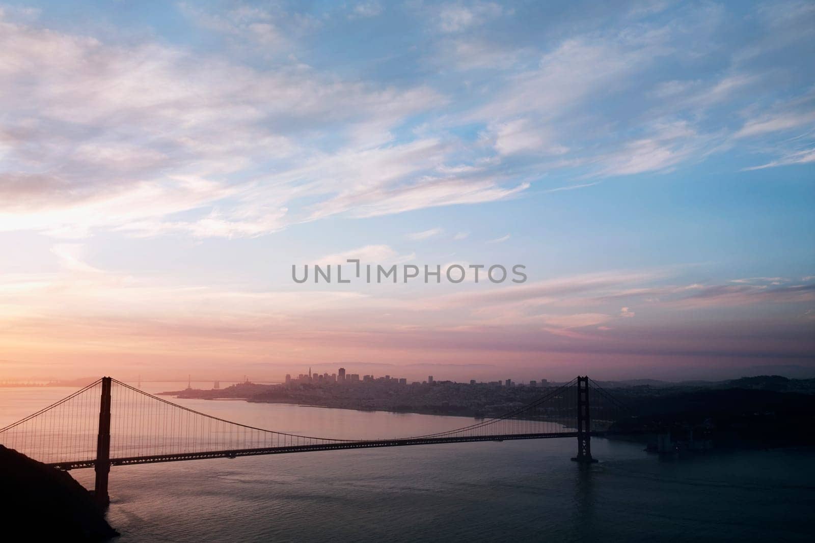 Suspension bridge across a bay, Golden Gate Bridge, San Francisco, California, USA