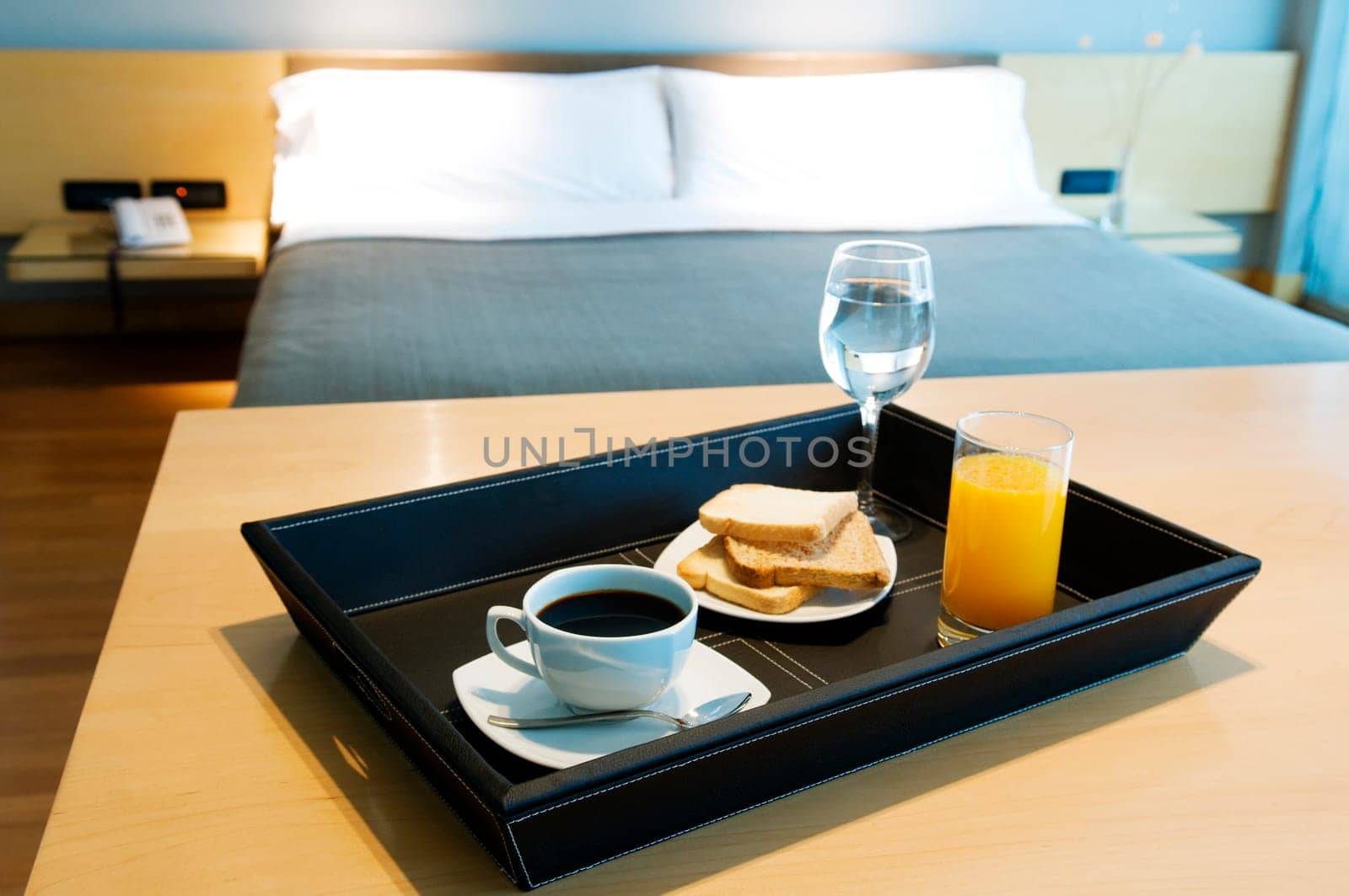 Breakfast tray on a table