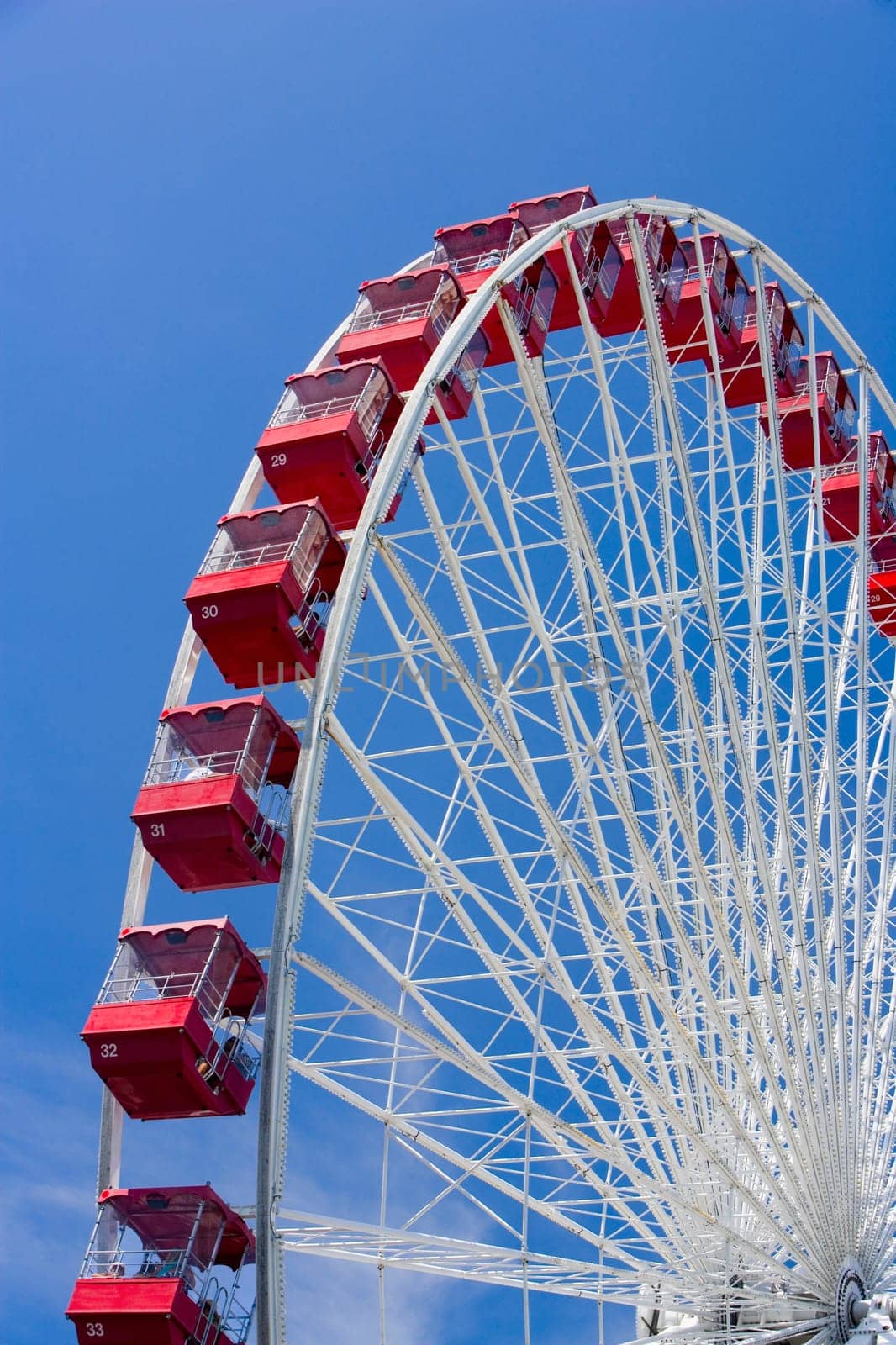 Low angle view of a ferris wheel in an amusement park, Navy Pier Park, Navy Pier, Chicago, Illinois, USA