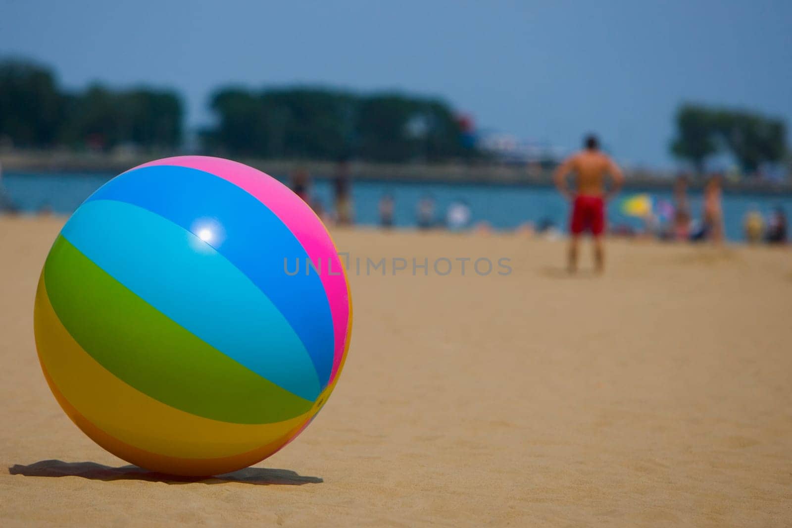 Close_up of a ball on the beach, Oak Street Beach, Lake Shore Drive, Chicago, Illinois, USA