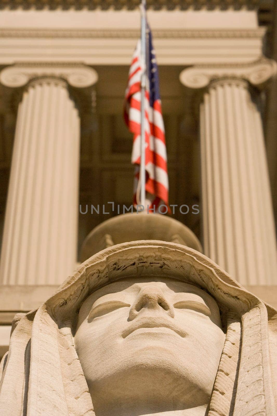 Close_up of a statue in front of a temple, Masonic Temple, Washington DC, USA