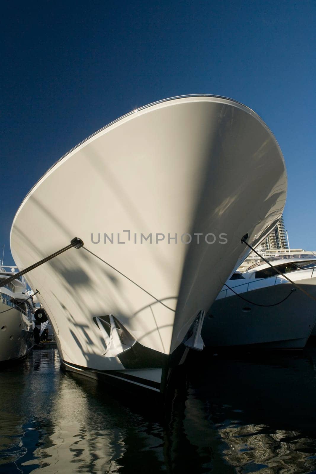 Ships moored at a harbor, Miami Beach, Florida, USA