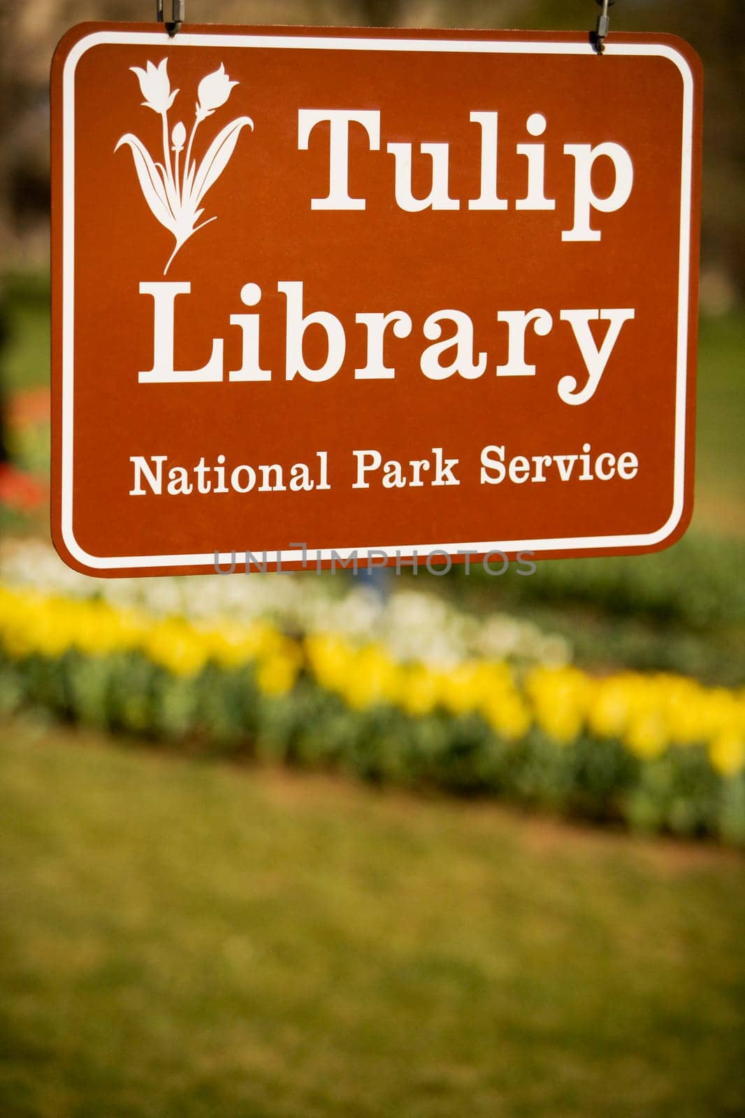 Close_up of an information board, Tulip Library, Washington DC, USA