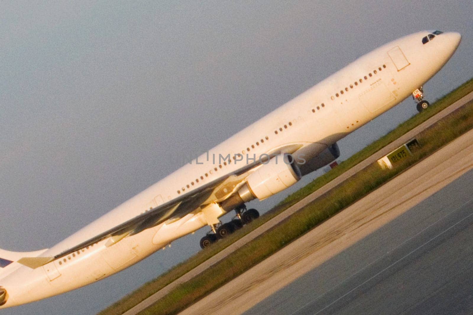Airplane on a runway, Paris, Ile_de_France, France