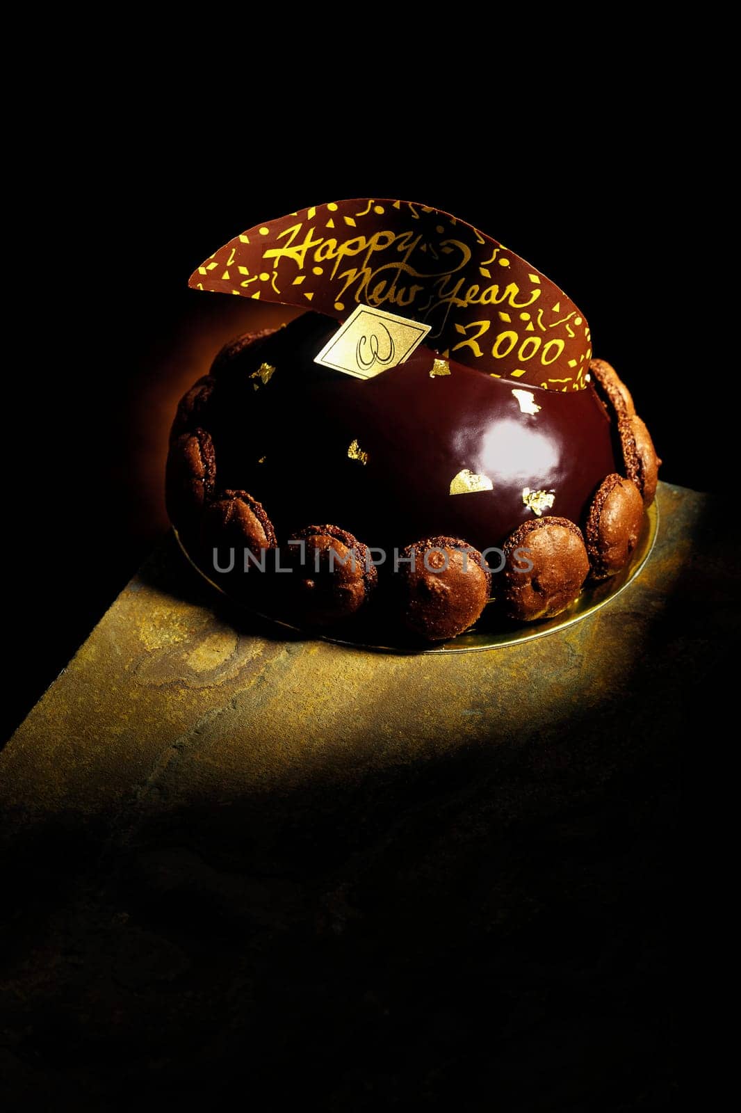 High angle view of a chocolate cake