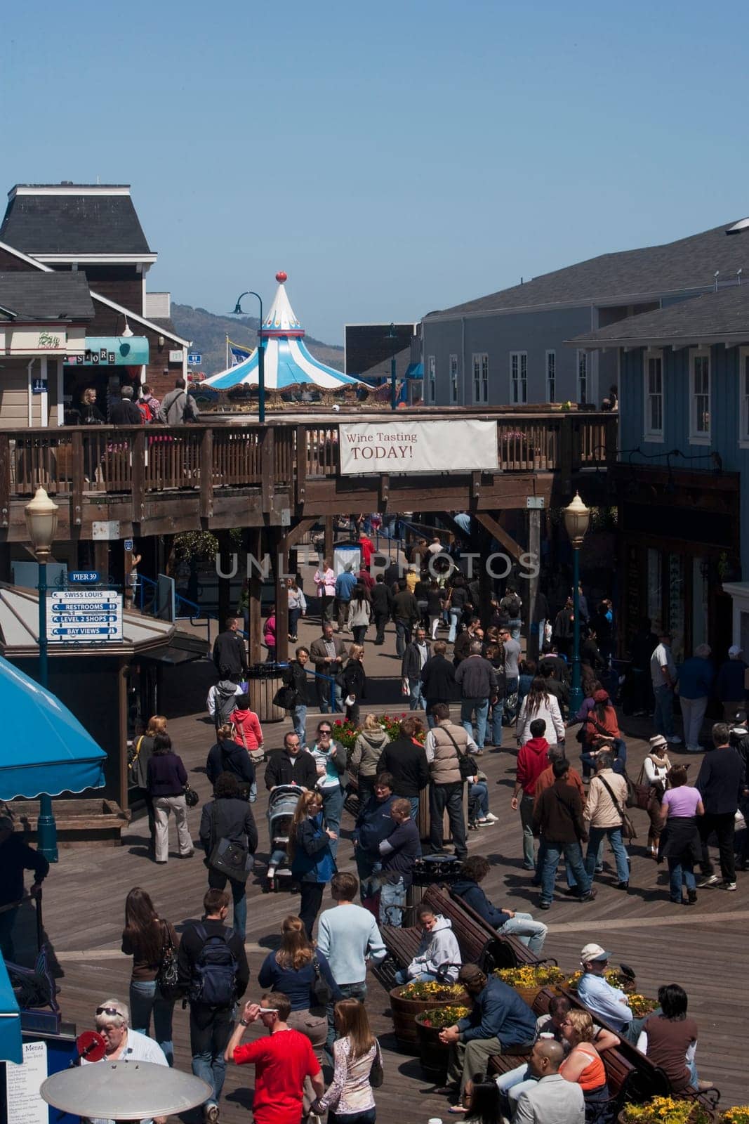 Group of people in a street market, Pier 39, San Francisco, California, USA