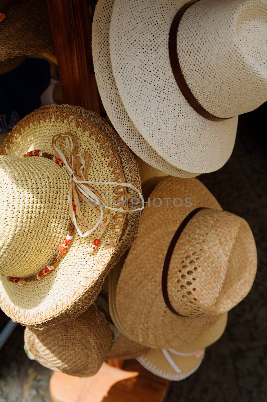 Hats at a market stall, Sorrento, Sorrentine Peninsula, Naples Province, Campania, Italy