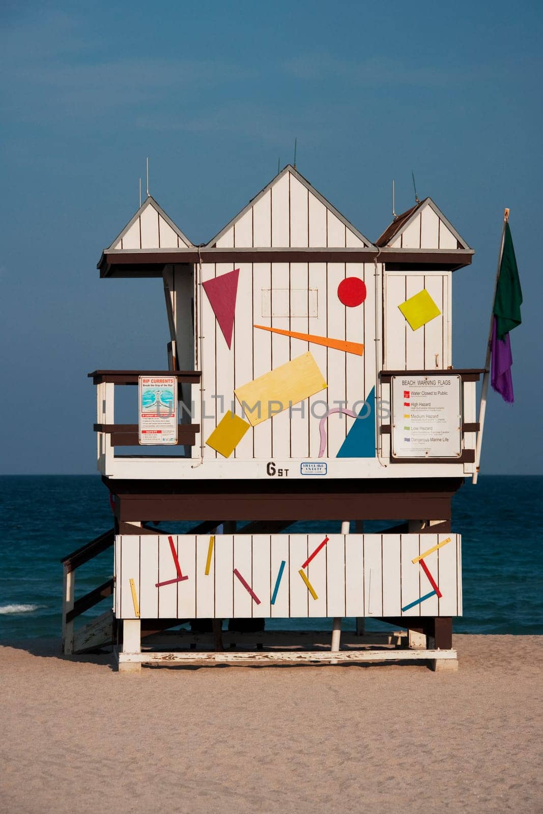 Lifeguard hut on the beach, Miami Beach, Florida, USA