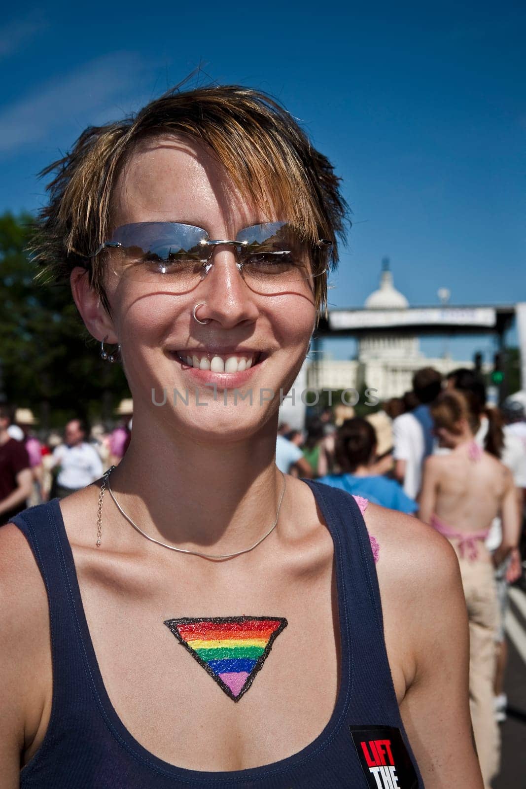 Close_up of a lesbian woman, State Capitol Building, Washington DC, USA